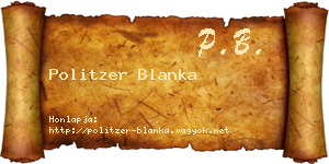 Politzer Blanka névjegykártya